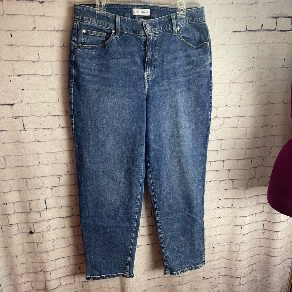 Lane Bryant size 16 curvy fit high rise girlfriend straight jeans stone wash